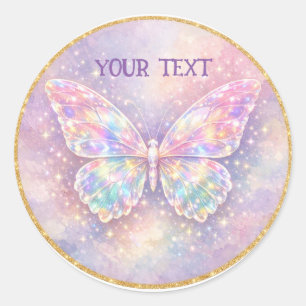 Holographic Butterfly Aura Classic Round Sticker