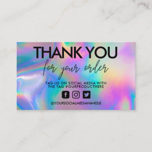 Holographic Calligraphy Thank You Business Card