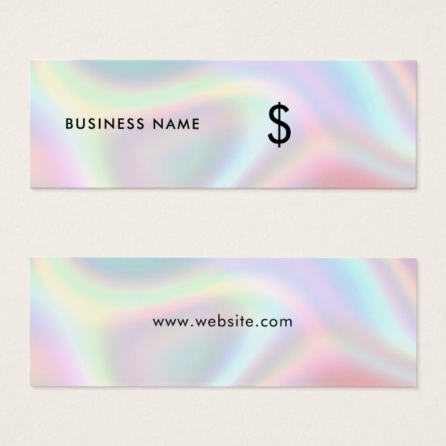 Holographic Chic Modern Minimal Simple Price Tag (Front & Back)
