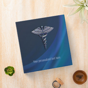 Holographic Chrome Dark 3D Caduceus Medical Binder