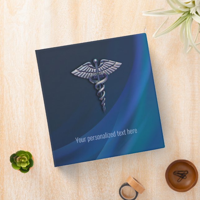 Holographic Chrome Dark 3D Caduceus Medical Binder (In Situ)