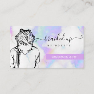 Holographic Clouds Hair Braider Braids Stylist Business Card