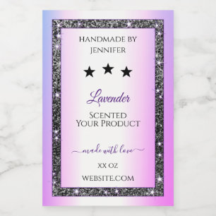 Holographic Coloured Silver Glitter Product Labels