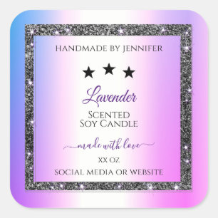 Holographic Coloured Silver Glitter Product Labels