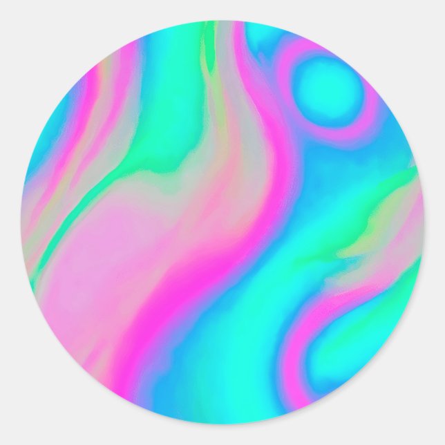 Holographic colourful background classic round sticker (Front)