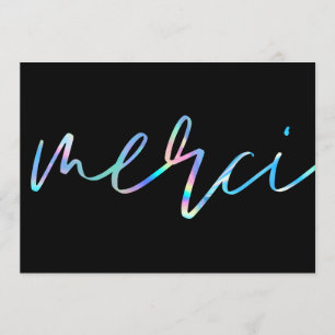 Holographic Colourful Merci Custom Thank You Cards