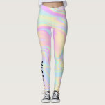 Holographic Colourful Rainbow Personalized Leggings<br><div class="desc">Holographic iridescent pastel rainbow colour leggings with personalized name.</div>