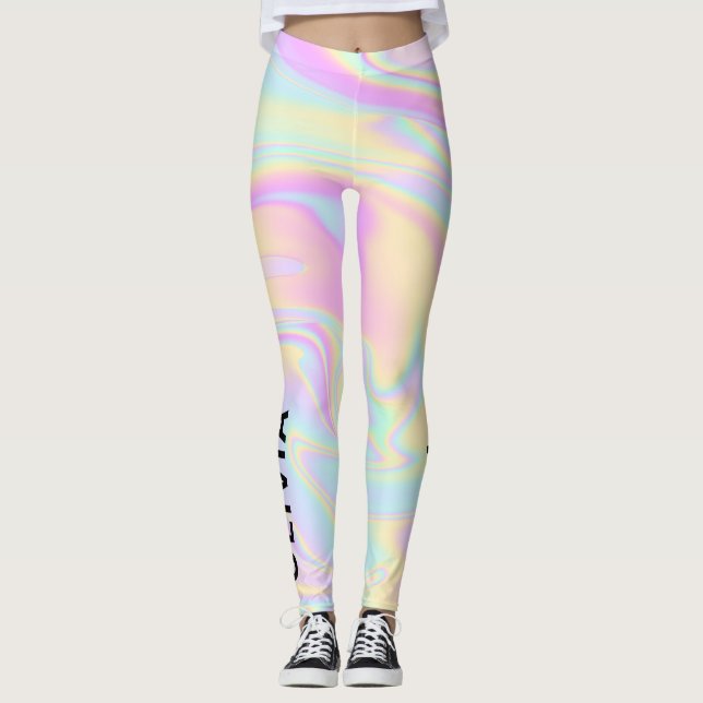 Holographic Colourful Rainbow Personalized Leggings (Front)