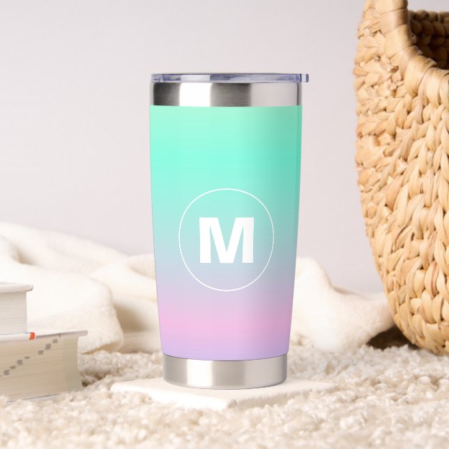 Holographic Colours Ombre Gradient Monogram  Insulated Tumbler (Living Room)