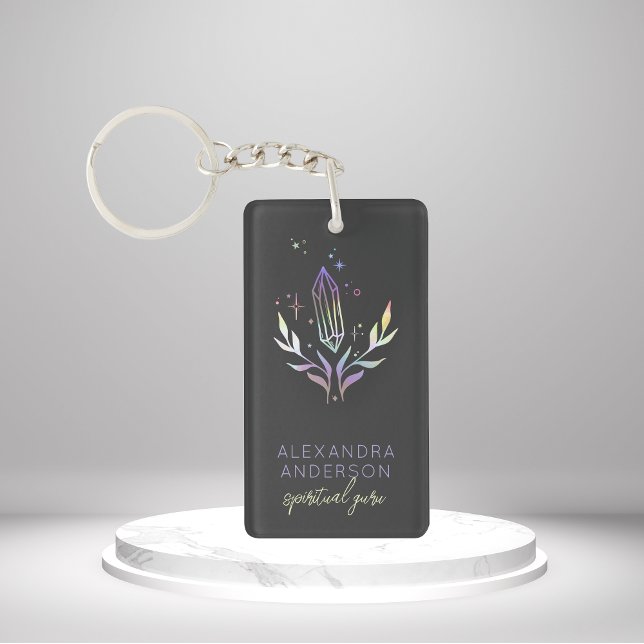 Holographic Crystals Mystic Spiritual Black Keychain (Holographic Crystals Mystic Spiritual Black Keychain)