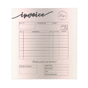 Holographic Custom Logo Bakery Invoice  Notepad