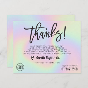 Holographic Custom Logo Package Insert & Customer Thank You Card