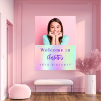 Holographic custom photo 18th birthday welcome
