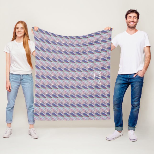 Holographic Cute Striped Girly Fleece Blanket (In Situ)