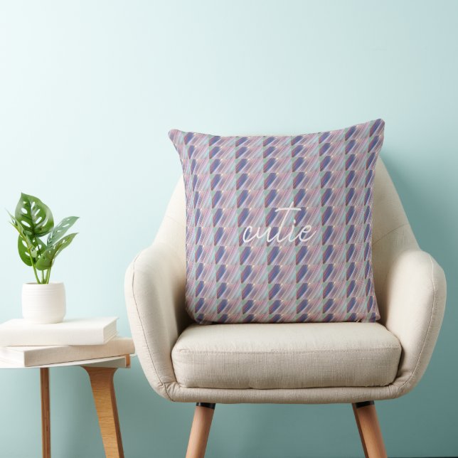 Holographic Cute Striped Girly Throw Pillow (Chair)