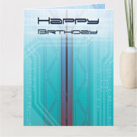 Holographic Cyber Blue Sci-Fi Panel Birthday