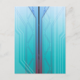Holographic Cyber Blue Sci-Fi Panel Holiday Postcard