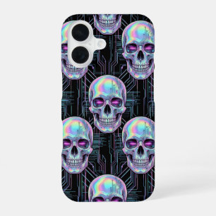 Holographic Cyber Skull Circuit Pattern Phone Case