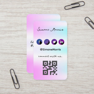Holographic Design-Social Media QR Code  Business Card