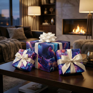 Holographic Dreamscape: 3D Iridescent Design Wrapping Paper Sheet