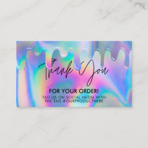 Holographic Drip Thank You Trendy Salon Business C Card