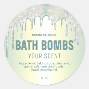 Holographic Drips Pastel Bath Bomb Soak Labels