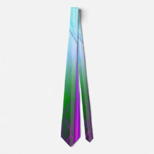 Holographic Elysium Paradise Green Sci-Fi Panel Tie