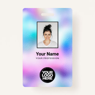 Holographic Employee Photo, Bar Code, Logo, Name Badge