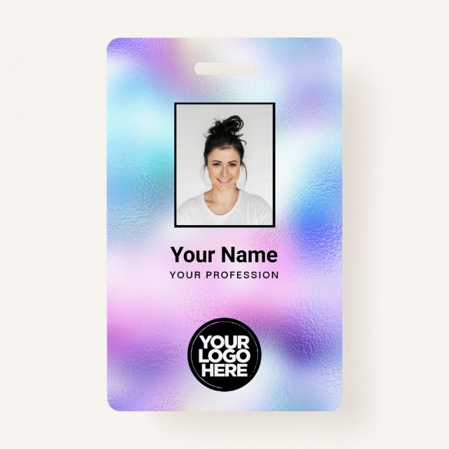 Holographic Employee Photo, Bar Code, Logo, Name Badge (Front)
