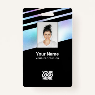 Holographic Employee Photo, Bar Code, Logo, Name Badge
