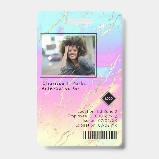 Holographic | Employee Photo ID Company Security Badge (Front)