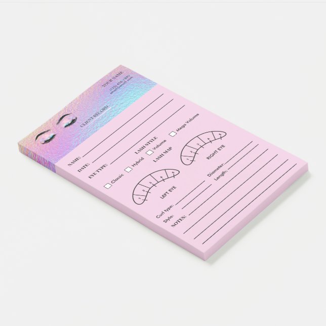 Holographic  Eyelash Client Record Form Post-it Notes (Angled)