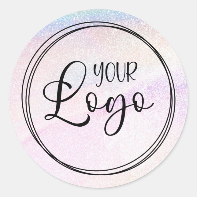 Holographic Fake Glitter Rainbow Logo Classic Round Sticker (Front)