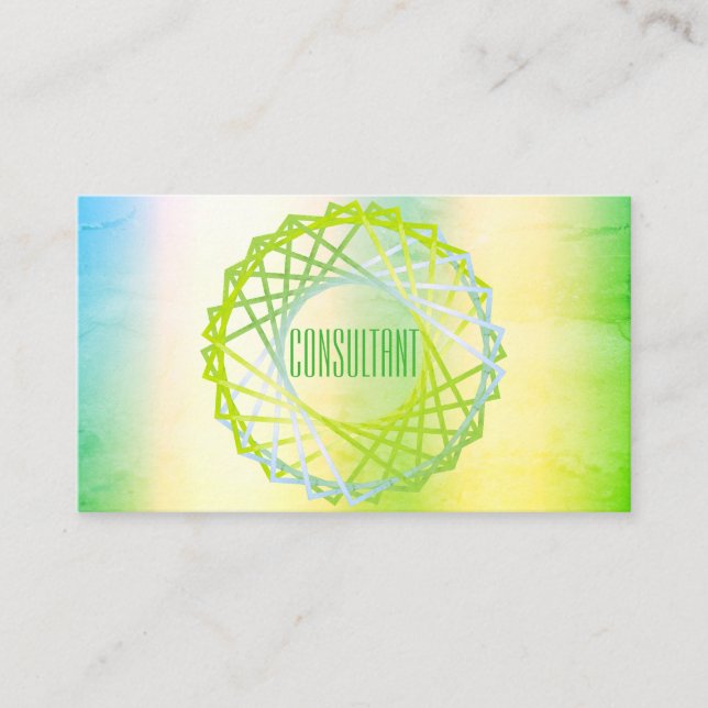 Holographic Flashy Geometrics Colourful Watercolor Business Card (Front)