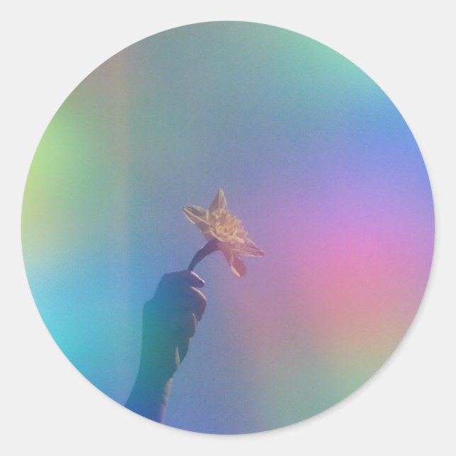 Holographic Foil Colourful Vibrant UnicornLiquid Classic Round Sticker (Front)
