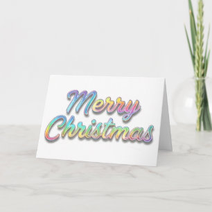 Holographic Foil Script Merry Christmas Holiday Card