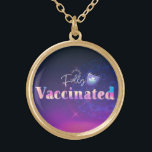 Holographic Fully Vaccinated Shield  Gold Plated Necklace<br><div class="desc">Got your COVID-19 vaccine? Be proud of yourself and inspired others to get vaccinated. Together we can overcome! This Vaccine-themed design features a holographic 3D text effects of words: Fully Vaccinated with a shield. Great as a gift or as a keepsake for what’s hopefully the only time of your life...</div>