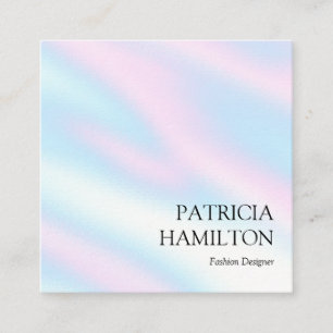 Holographic Girly Minimalist Elegant Square Business Card