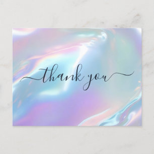 Holographic Glam Elegant Iridescent Thank You Postcard