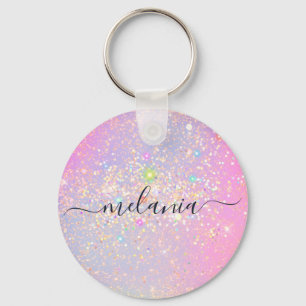 Holographic Glam Glitter Elegant Sparkle Rose Gold Keychain