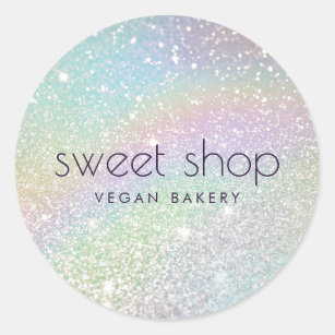 Holographic Glitter Bakery, Sweets Classic Round Sticker