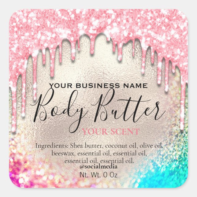 Holographic Glitter Body Butter Labels (Front)