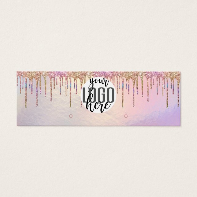 Holographic Glitter Drip Hoop Earring Logo Display (Front)