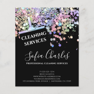 Holographic Glitter Dust Maid Cleaning House Black Flyer