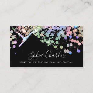 Holographic Glitter Maid Cleaning House Black Business Card
