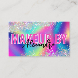 Holographic Glitter Makeup Artist Vibrant Business Card