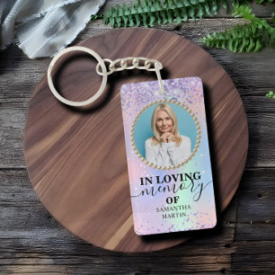 Holographic Glitter Memorial In Loving Memory Keychain