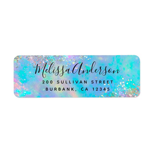 Holographic Glitter Opal Iridescent Return Address (Front)