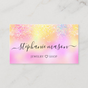 Holographic Glitter Pastel Girly Business Card