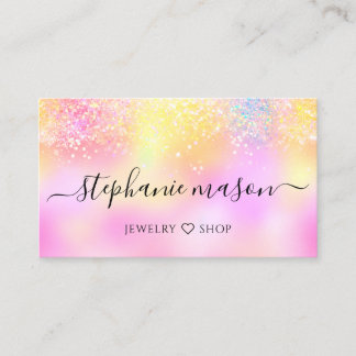Holographic Glitter Pastel Girly Business Card